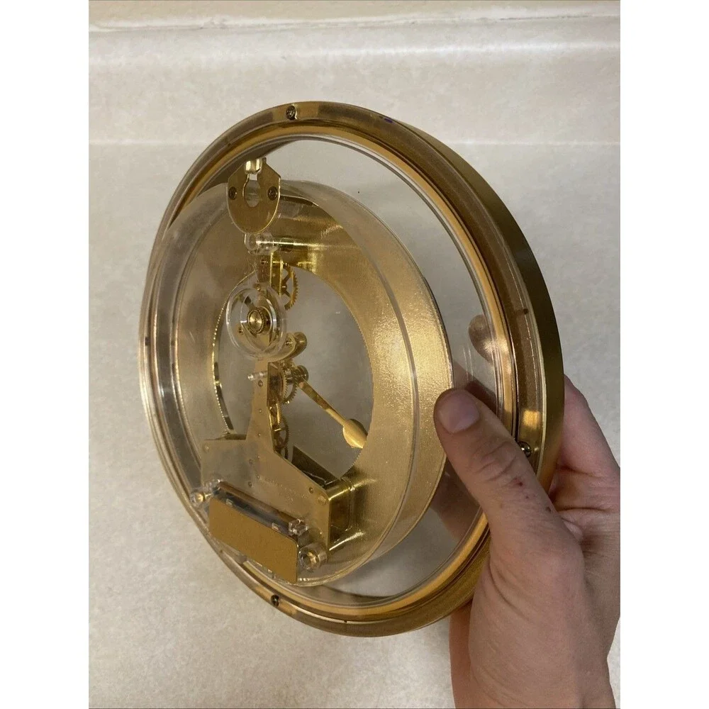 Verichron Wall Clock Skeleton Quartz Vintage Gold Brass Mechanism Roman Numerals